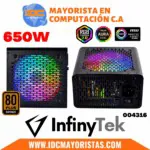 Fuente De Poder *certificada* Infinytek 650w *bronze 80 Plus* Led Rgb Gamer 20+4 Pin 6*sata 2*p8 (p4+p4) 2*p8 (6+2) 2*ide1 Fan