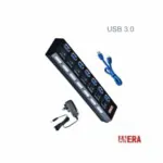 Hub Adaptador 7 Puertos Usb Anera 3.0+adaptador De Poder Switch/ind Ae-usb3.0h701-p