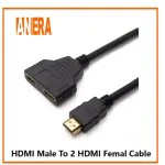 Cable En Y Anera Hdmi 1 Macho A 2 Hembras 30 Cm Negro