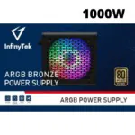 Fuente De Poder Certificada Infinytek 1000 Wts (1kw) 80 Plus Bronze M/b 20+4pin Ide+3sata Pci- e P(6+2)+p (6+2) Pin Cpu P8 (4+4)+p (8+4) Pin