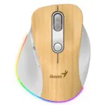 Mouse Genius Ergo 9000s Inalambrico Recargable Wood Ergonomico Vertical Rgb