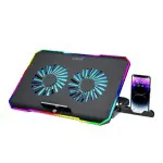 Ventilador Para Laptop Ovi 2fan Luz Led Con Base Adicional Para Telefono Fn60 Ovi